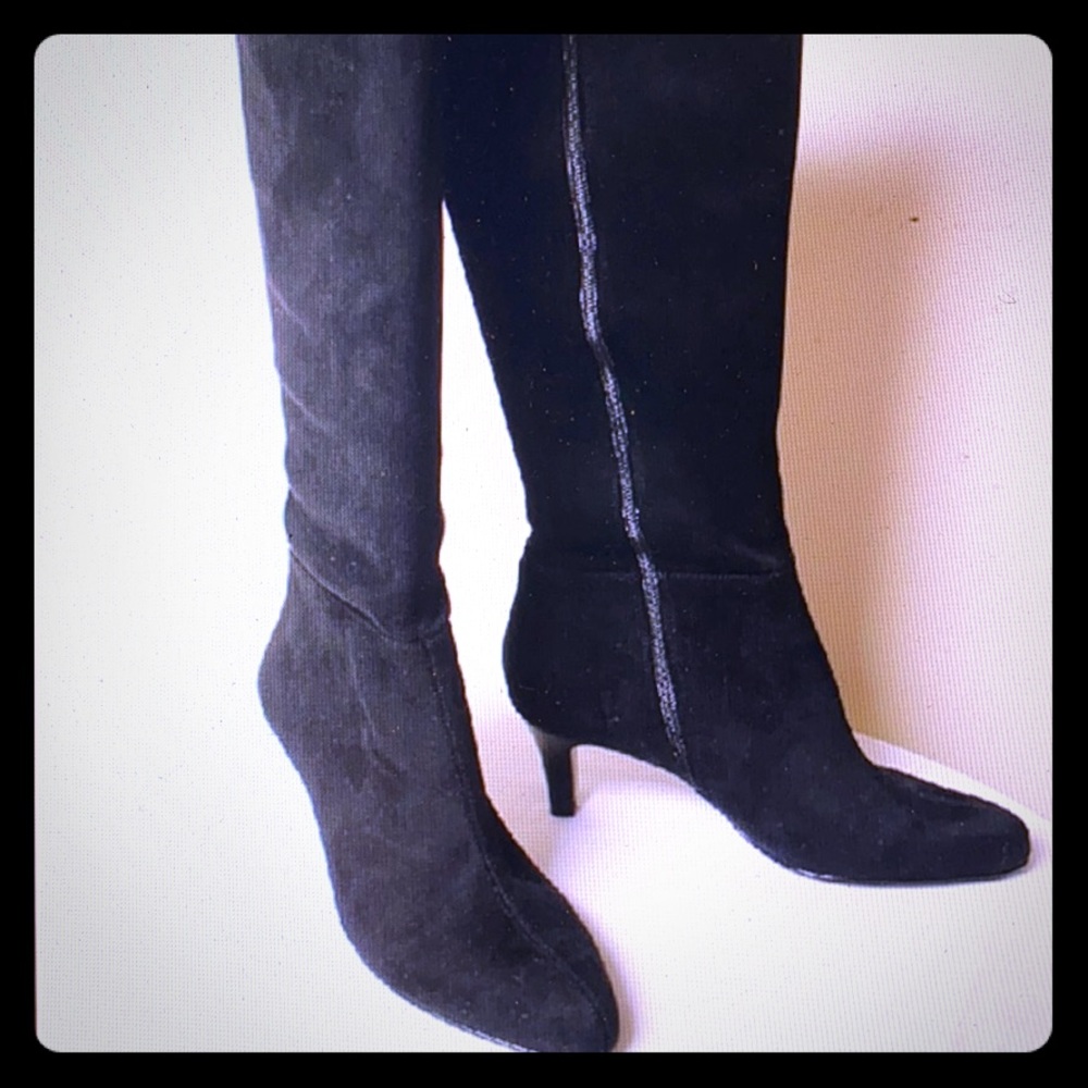 Tahiti Black Swede Knee High Boots 👢 Size 9 M